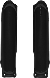 Black POLISPORT fork guards for Yamaha bikes, body protection covers with durable, lightweight design.