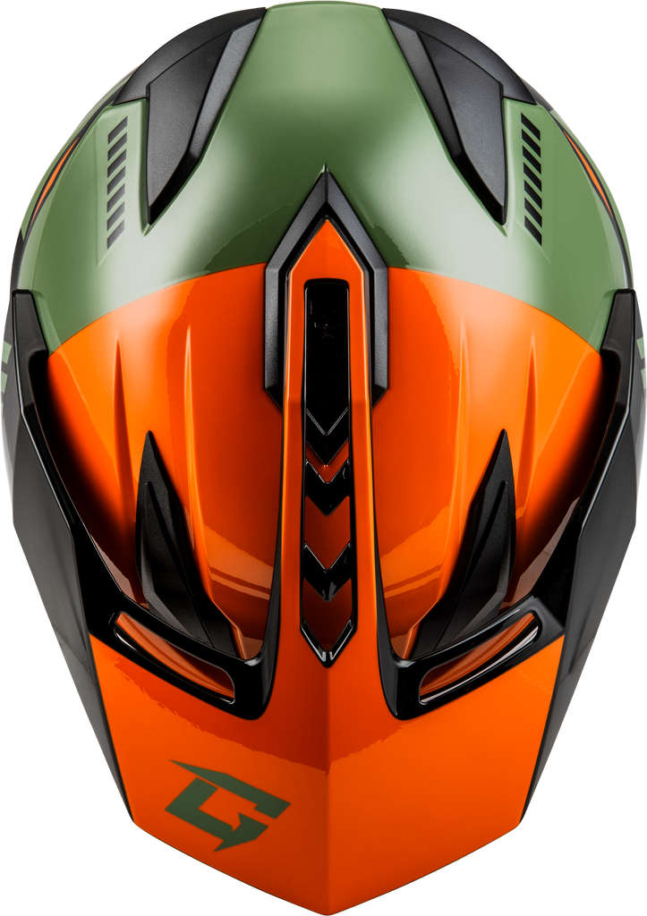 Gm 11s Ronin Snow Helmet W/ Elec Shld Orange/Green/Black X