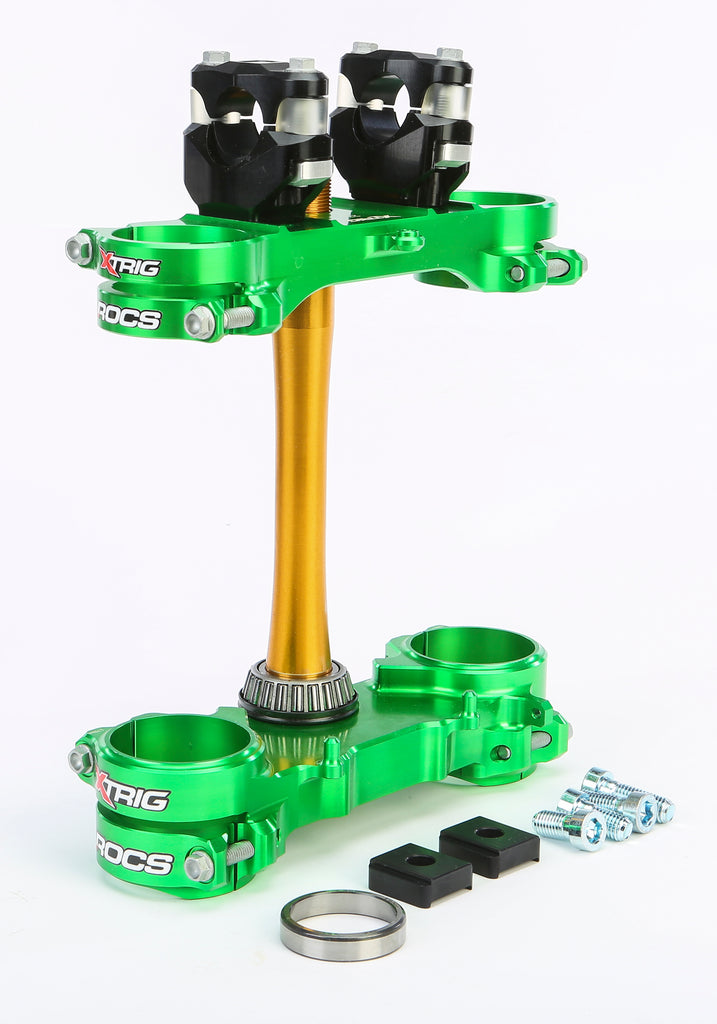 Rocs Tech Clamp Set Green Kawasaki 23mm