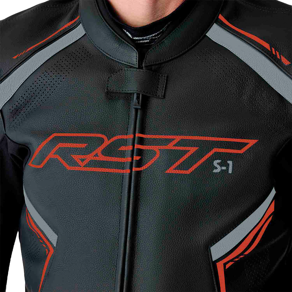 S1 D3o Leather Jacket Blk/Gry/Red Xl