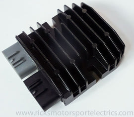 RICKS Lithium Regulator/Rectifier for Kaw motorcycle, showing electrical components and wiring connection for optimal performance.