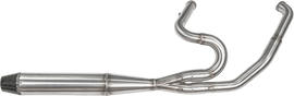 SAWICKI 2in1 M8 Flt mid-length brushed stainless steel exhaust pipe with sleek, polished finish for motorcycle or automotive use.
