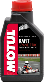Motul Kart Grand Prix Synthetic Oil 2T 1L bottle for high-performance motorcycle engines, shown in case of 12 bottles.