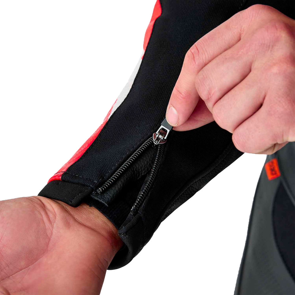 Tractech Evo D3o Jacket Blk/Flo Red Leather Md