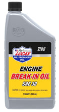 Load image into Gallery viewer, Lucas Break-In Oil SAE 30 1 Qt bottle, automotive engine oil, shown in the image with a clear view of the container.
