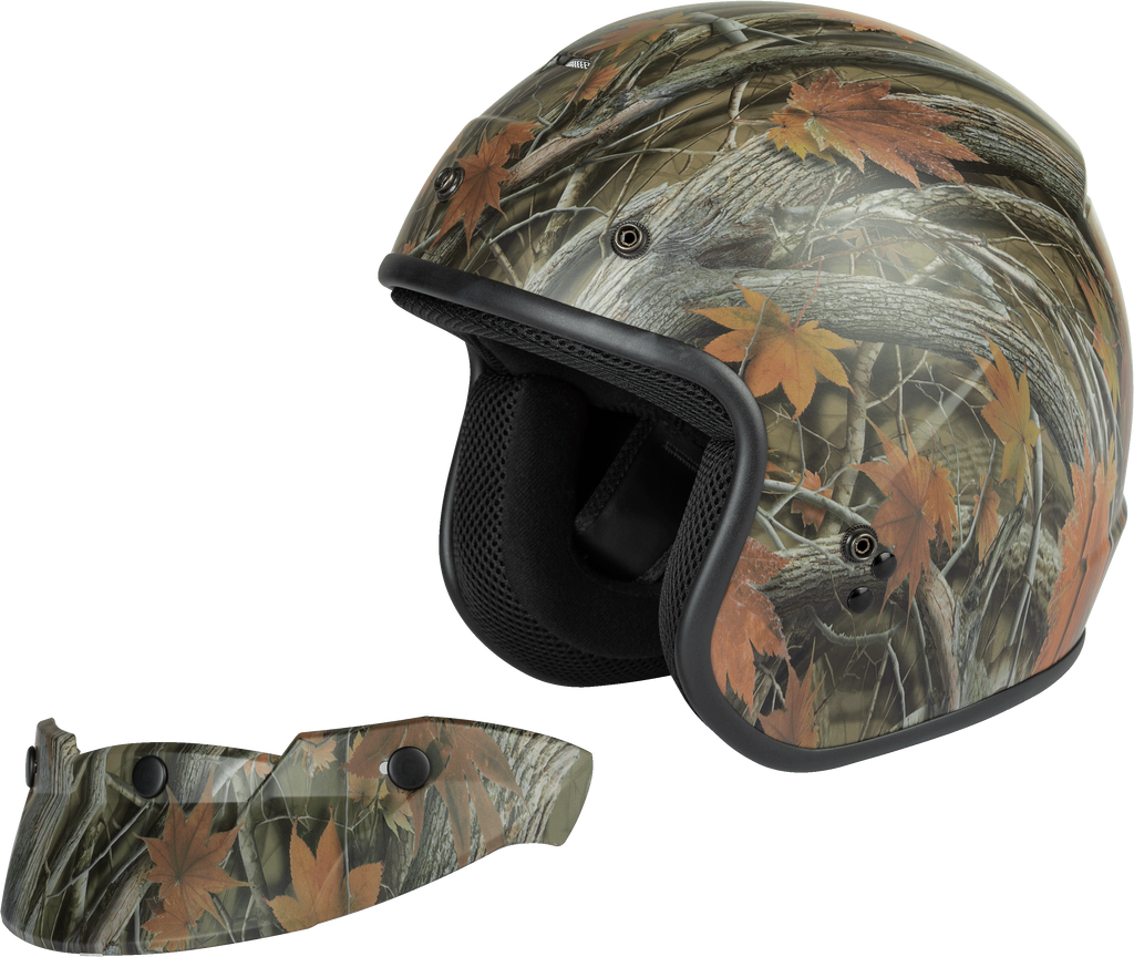 Of 2 Open Face Helmet Leaf Camo Sm