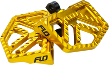 Load image into Gallery viewer, FLO MOTO Savage Miniboards Gold foot controls with gold finish and black mounting plates for motorcycle riding.