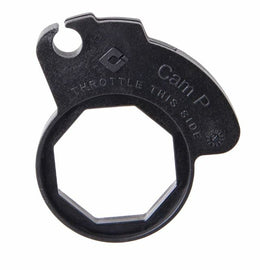 ODI Throttle Cams Cam P grips for motorcycle throttle control, showing close-up of textured rubber grips with branding.