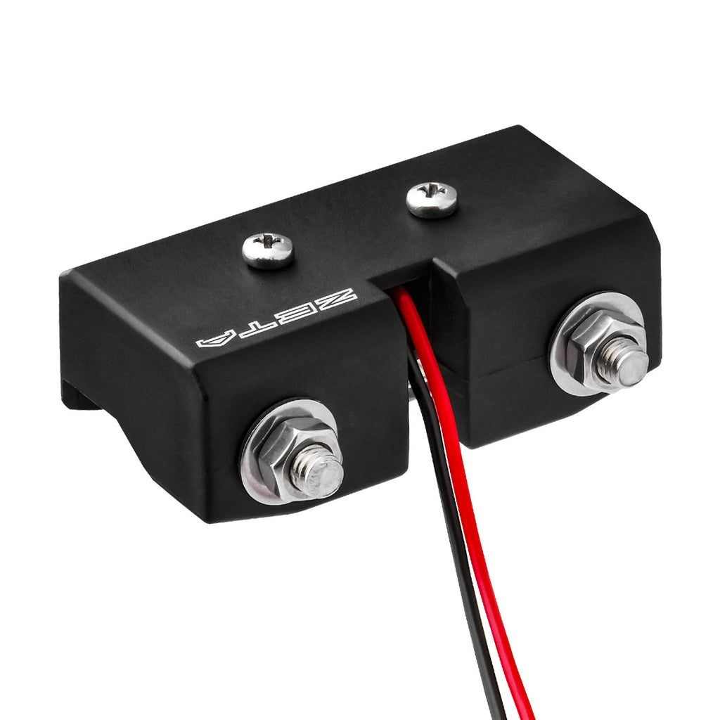 ZETA ZR45-3510 black compact license plate light showing illumination for vehicle license plate lighting.