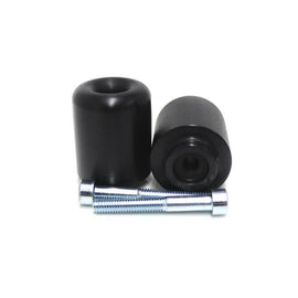 Black SHOGUN bar end sliders for motorcycle handlebars, designed to protect and enhance the body of the bike.