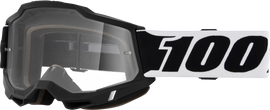 100 Percent Accuri 2 goggles with clear lens, black frame, sporty eyewear designed for cycling and outdoor activities