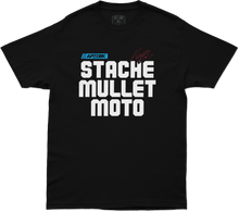 Load image into Gallery viewer, Stache Mullet Moto Tee Black Lg