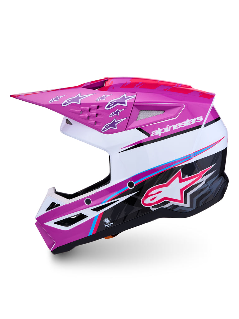 S M3 Falcon Helmet Ece06/Dot Prpl/Wht/Blk/Pink Fl Gl Lg
