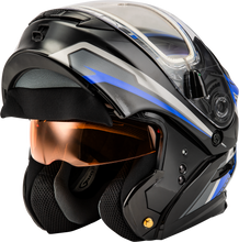 Load image into Gallery viewer, Md 01s Transistor Snow Helmet W Electric Shld Blue/Black Lg