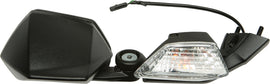 EMGO black left mirror for Kawasaki motorcycle, showing the reflective glass and mounting arm for easy installation