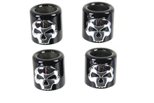 Load image into Gallery viewer, Pushrod Cover Cup Set Black with Chrome Skull Design