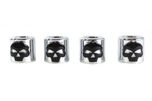 Load image into Gallery viewer, Pushrod Cover Cup Set Chrome with Black Skull Design