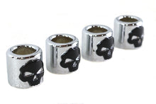 Load image into Gallery viewer, Pushrod Cover Cup Set Chrome with Black Skull Design