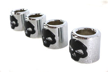 Load image into Gallery viewer, Pushrod Cover Cup Set Chrome with Black Skull Design