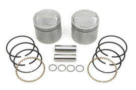 Motorshop 1000cc engine piston set with .010 oversize, showing shiny metal pistons and connecting components.