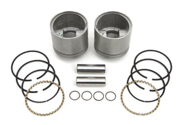 MotorShop 1000cc engine piston set with .010 oversize, showing polished pistons and connecting components for automotive engine rebuild.