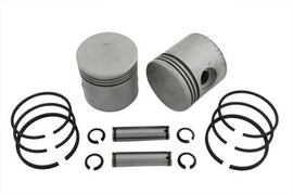 Eastern Parts 3-5/16 inch side valve piston set with .040 oversize, showing pistons and rings in a clear, detailed view.