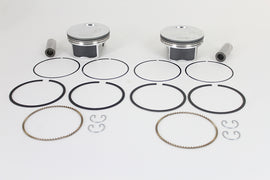 Motorshop 103-inch Twin Cam piston kit for motorcycle engine showing detailed pistons and components.