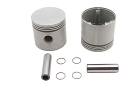 Eastern Parts side valve piston set, 3-7/16 inch standard size, showing pistons with metal rings and piston heads.