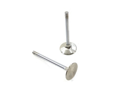 Manley stainless steel engine exhaust valves with polished surfaces and detailed valve seats, designed for high-performance engine applications.