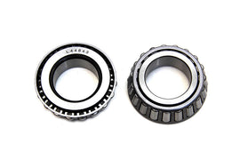 Front fork bearing set for motorcycle fork, Motorshop Fork Neck Cup Bearings, visible in the image with metal components and packaging.