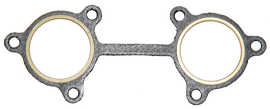 SLP exhaust gasket for vehicle sealing, shown in black rubber with metal edges, designed for durable engine performance.