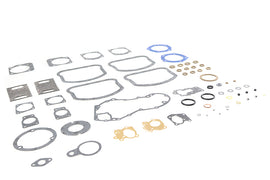 James engine gasket kit with multiple gaskets and seals laid out on a surface, designed for engine repair and maintenance.