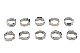 Oetiker oil line hose clamp securing an oil tank hose, made of durable metal for reliable sealing and connection.
