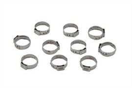 Oetiker oil hose clamp securing an oil tank hose, made of durable metal, with a screw tightening mechanism for secure fit.