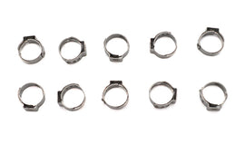 Oetiker oil tank hose clamp with metal band and screw for secure fitting on automotive or industrial oil tanks.