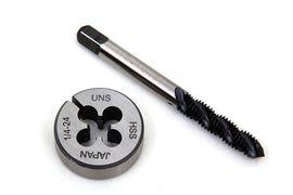 Motorshop 1/4 x 24 inch tap and die tool set for engine repairs, featuring a durable metal construction and precision threading tools.
