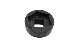 Jims sprocket flywheel nut socket tool for engine repair, showing the tool's fitting and size details on a workbench.