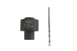Jims Pinion Bushing Drill Jig Tool for engine repairs, shown in the image with precise drilling components and labeled parts.