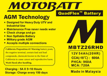 Load image into Gallery viewer, Battery Mbtz26rhd Sealed Factory Activated