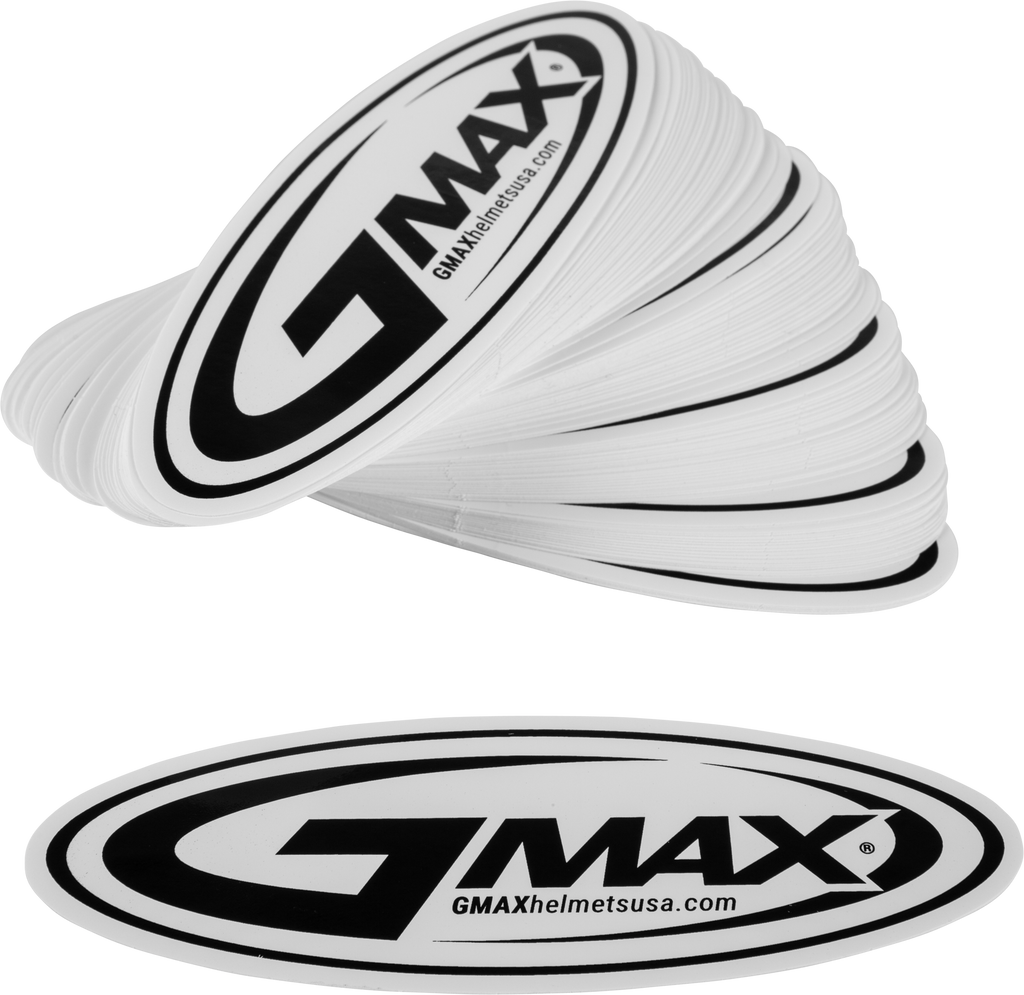 Sticker Gmax Helmets Logo Black/White 5" 100/Pk