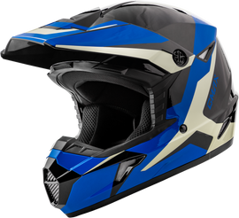 GMAX Youth MX 46Y Cyclus helmet in black and blue, featuring a sleek design and secure chin strap for young motocross riders.