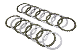 Barnett drive line clutch plate set with multiple metal plates and friction discs for motorcycle clutch assembly.