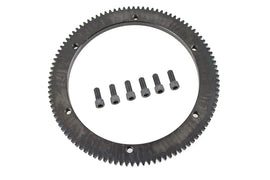York 102-tooth clutch drum starter ring gear bolt-on for electrical applications, visible with gear teeth and mounting features.