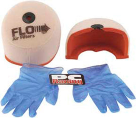 PCRACING Flo X Filter air filter showing the rectangular filter with pleated design for optimal airflow and filtration.