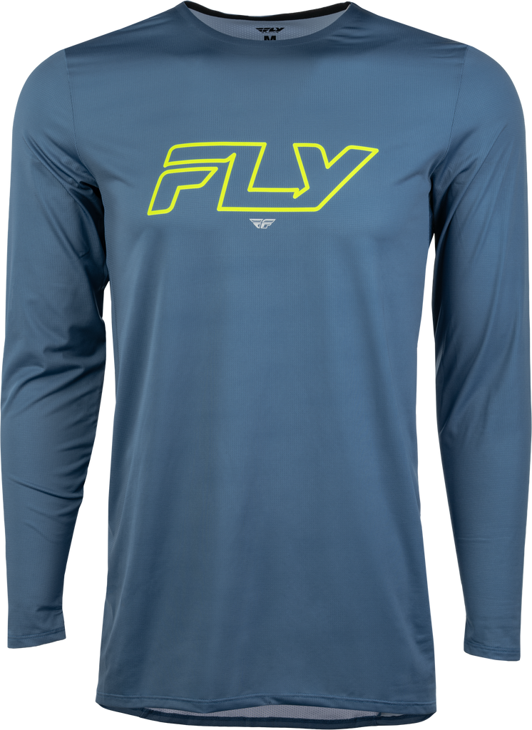Fly MTB Enduro long sleeve jersey in slate and hi-vis colors, featuring a fitted design and breathable fabric for mountain biking.