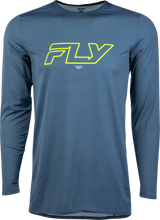 Load image into Gallery viewer, Fly MTB Enduro long sleeve jersey in slate and hi-vis colors, featuring a fitted design and breathable fabric for mountain biking.