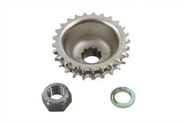 York 25-tooth engine drive line sprocket with spline, showing detailed metal gear teeth and spline connection for machinery.