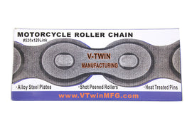 Nickel drive line O-ring chain measuring 120 x 530 with York branding, featuring metal links and durable construction.