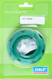 SKF Fork Mud Scraper Kit for suspension bikes, showing the scraper tool and cleaning accessories for fork maintenance.