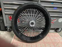 Load image into Gallery viewer, BIG SPOKE FRONT WHEEL/TIRE PACKAGE BLACK/CHROME 21X3.5" HARLEY MODELS 00-08 - The Speed Shop Canada
